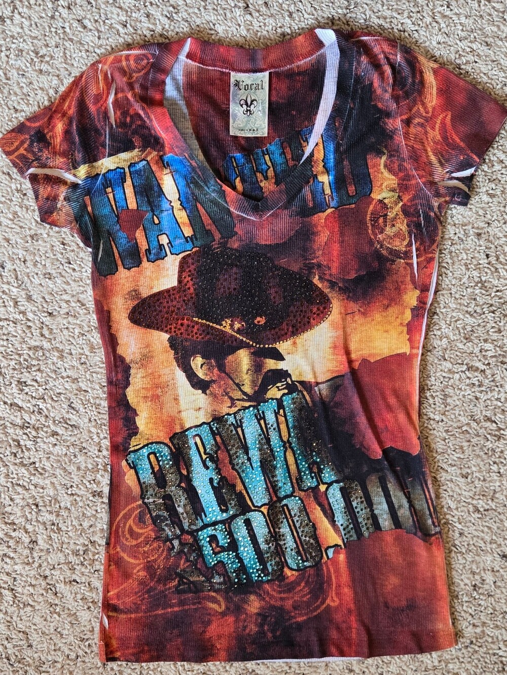 Vocal “Revival 5000” Rhinestone Graphic Tee Women’s Western Y2K Cowboy Top
